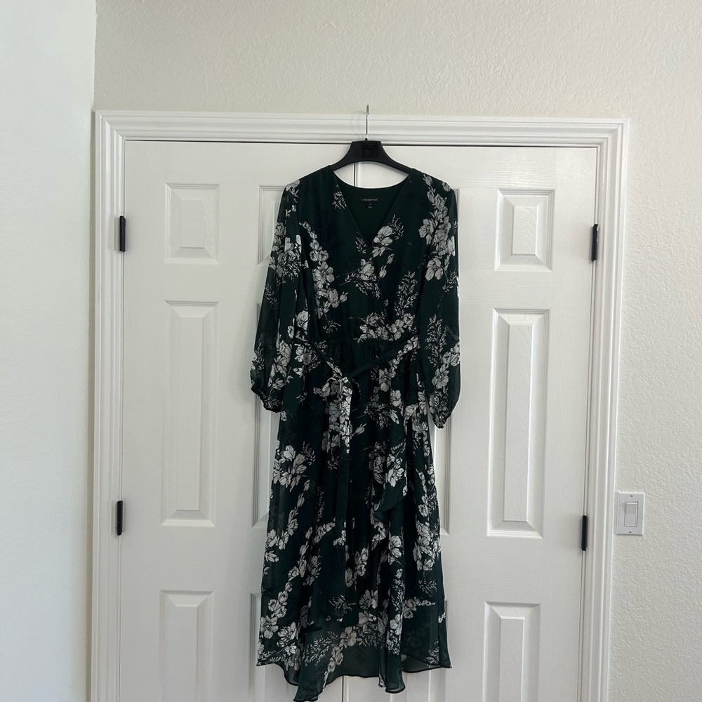 Lane Bryant Green Floral High Low Dress